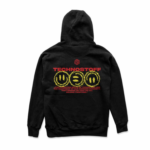 "Off Track" Premium Hoodie in schwarz von Technostoff, Rückansicht